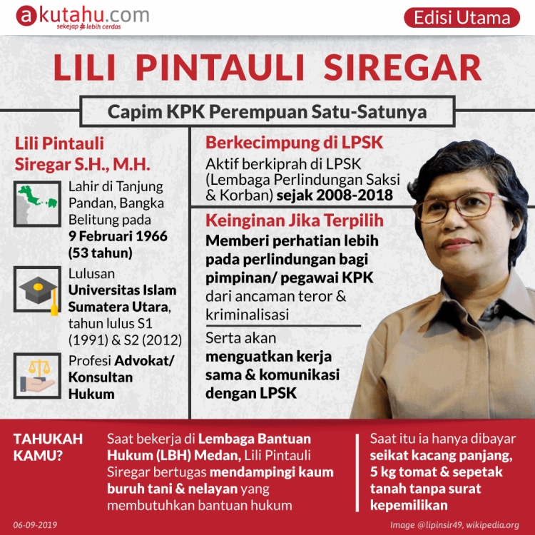 Lili Pintauli Siregar, Capim KPK PerempuanSatu-Satunya