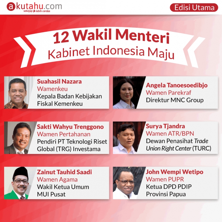12 Wakil Menteri Kabinet Indonesia Maju