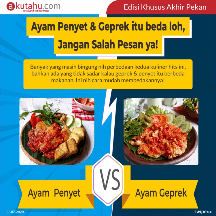 Ayam Geprek & Penyet itu beda loh, Jangan Salah Pesan ya!