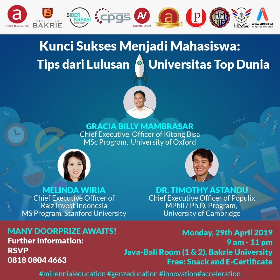 Seminar Kunci Sukses menjadi Mahasiswa; Tips dari Lulusan Universitas Top Dunia