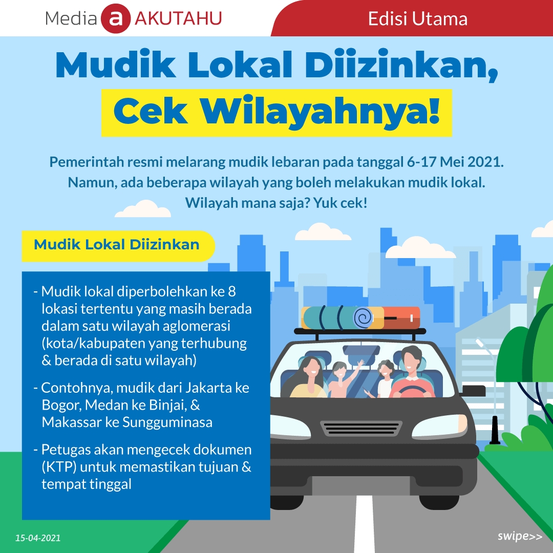 Mudik Lokal Diizinkan, Cek Wilayahnya!